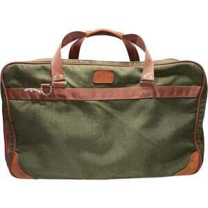 Vintage Andiamo Green Canvas Cloth Fabric Soft Collapsible Suitcase
